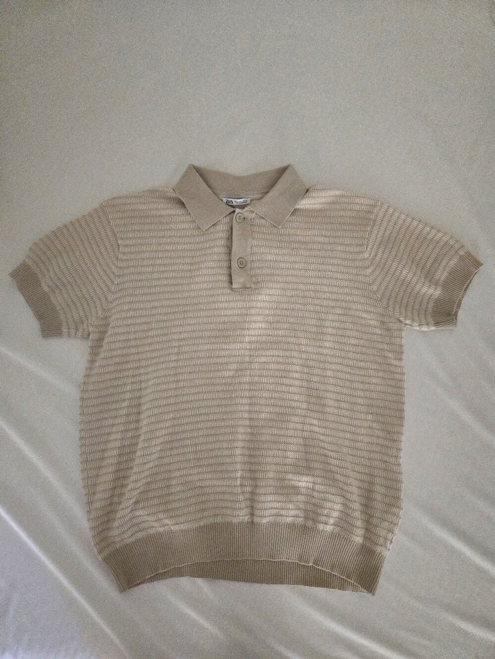 ZARA OPEN-KNIT TEXTURED POLO